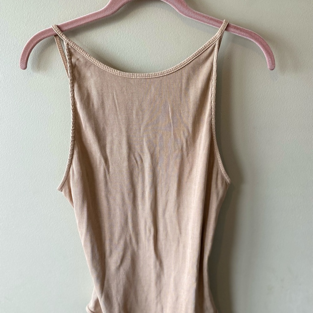 Zara Beige Ribbed Tank Top